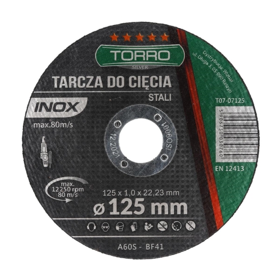 Tarcza do Metalu TORRO SILVER 125x1.0